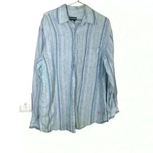 J. Peterman button down shirt 100% linen size medium with embroidery